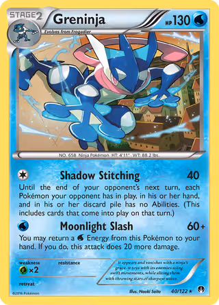 Greninja 40/122 Pokemon card