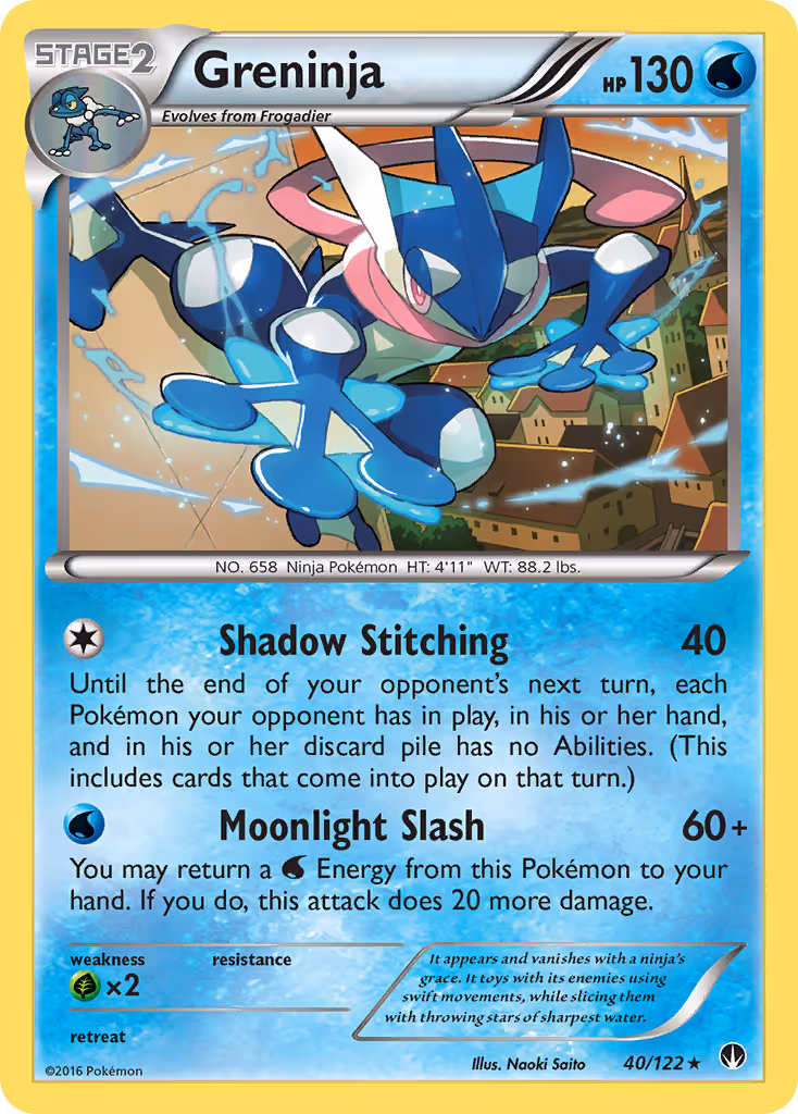 Greninja 40/122 Pokemon card
