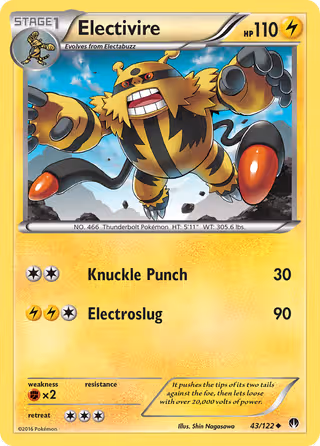 Electivire 43/122 Pokemon card