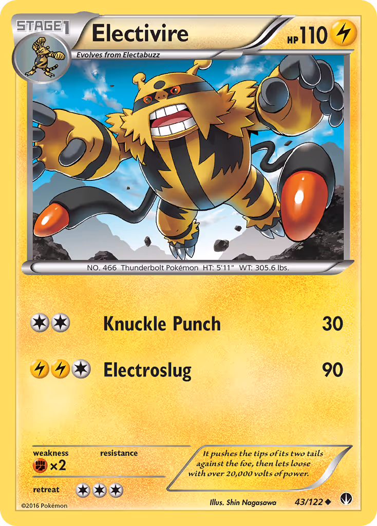Electivire 43/122 Pokemon card