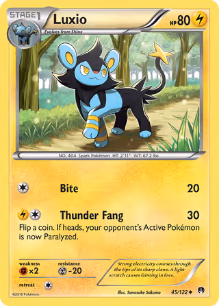 Luxio 45/122 Pokemon card