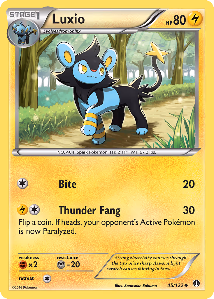 Luxio 45/122 Pokemon card