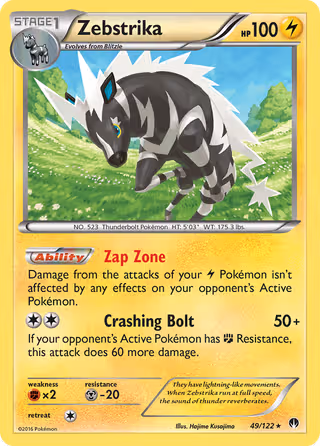Zebstrika 49/122 Pokemon card