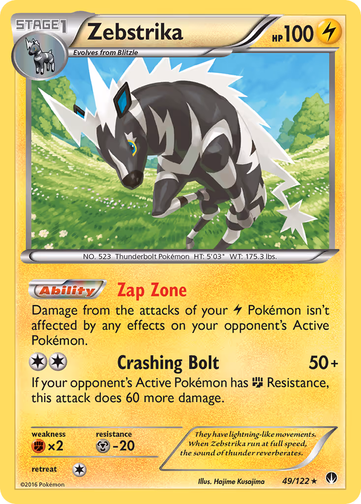 Zebstrika 49/122 Pokemon card