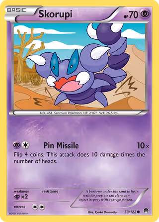 Skorupi 53/122 Pokemon card