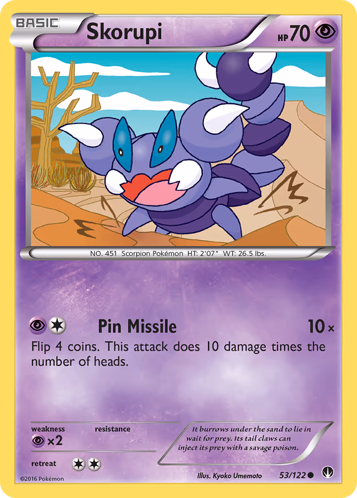 Skorupi 53/122 Pokemon card