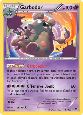 Garbodor 57/122 Pokemon card