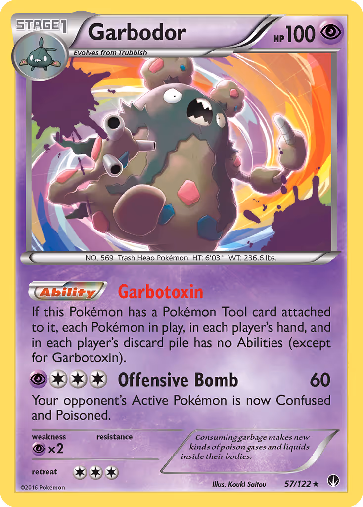 Garbodor 57/122 Pokemon card