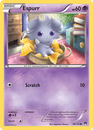 Espurr 58/122 Pokemon card