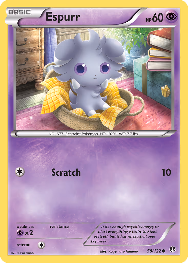 Espurr 58/122 Pokemon card