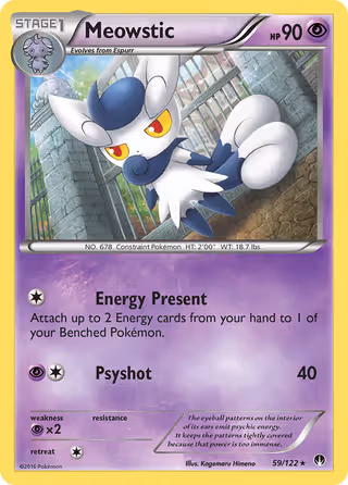 Meowstic 59/122 Pokemon card
