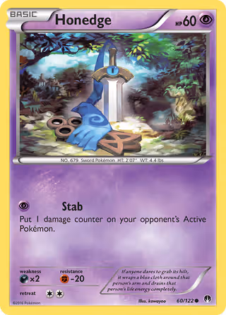 Honedge 60/122 Pokemon card