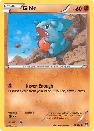 Gible 68/122 Pokemon card