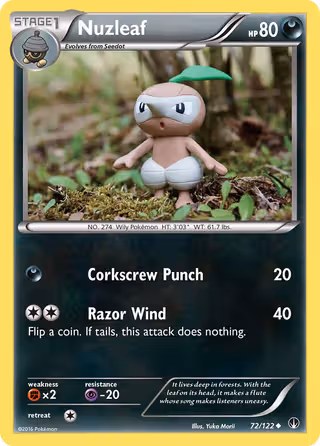 Nuzleaf 72/122 Pokemon card