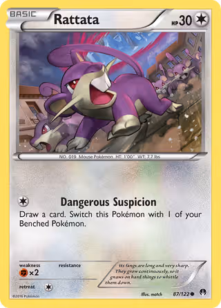 Rattata 87/122 Pokemon card