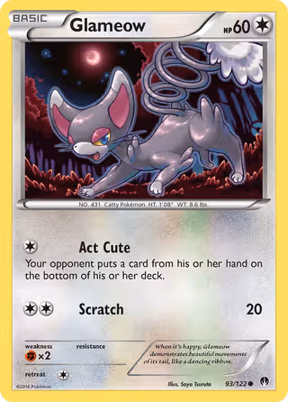 Glameow 93/122 Pokemon card
