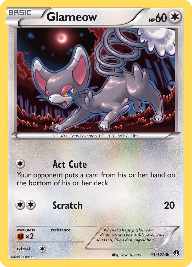 Glameow 93/122 Pokemon card