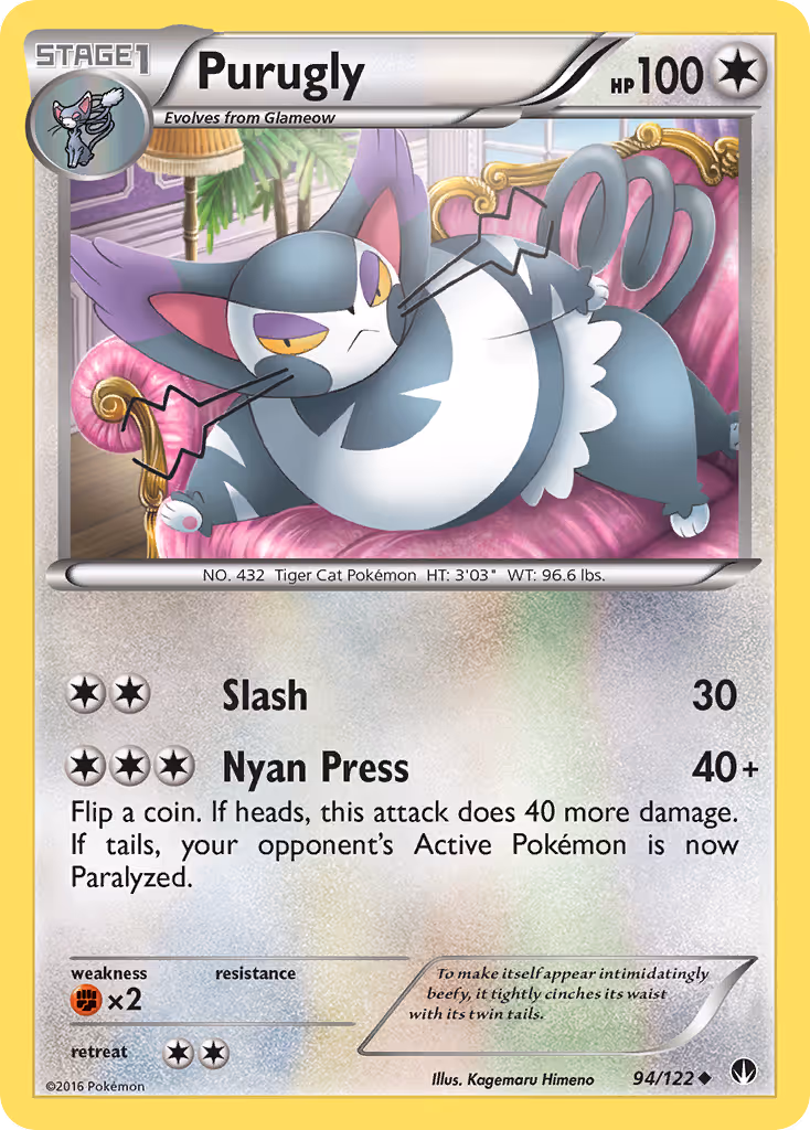 Purugly 94/122 Pokemon card